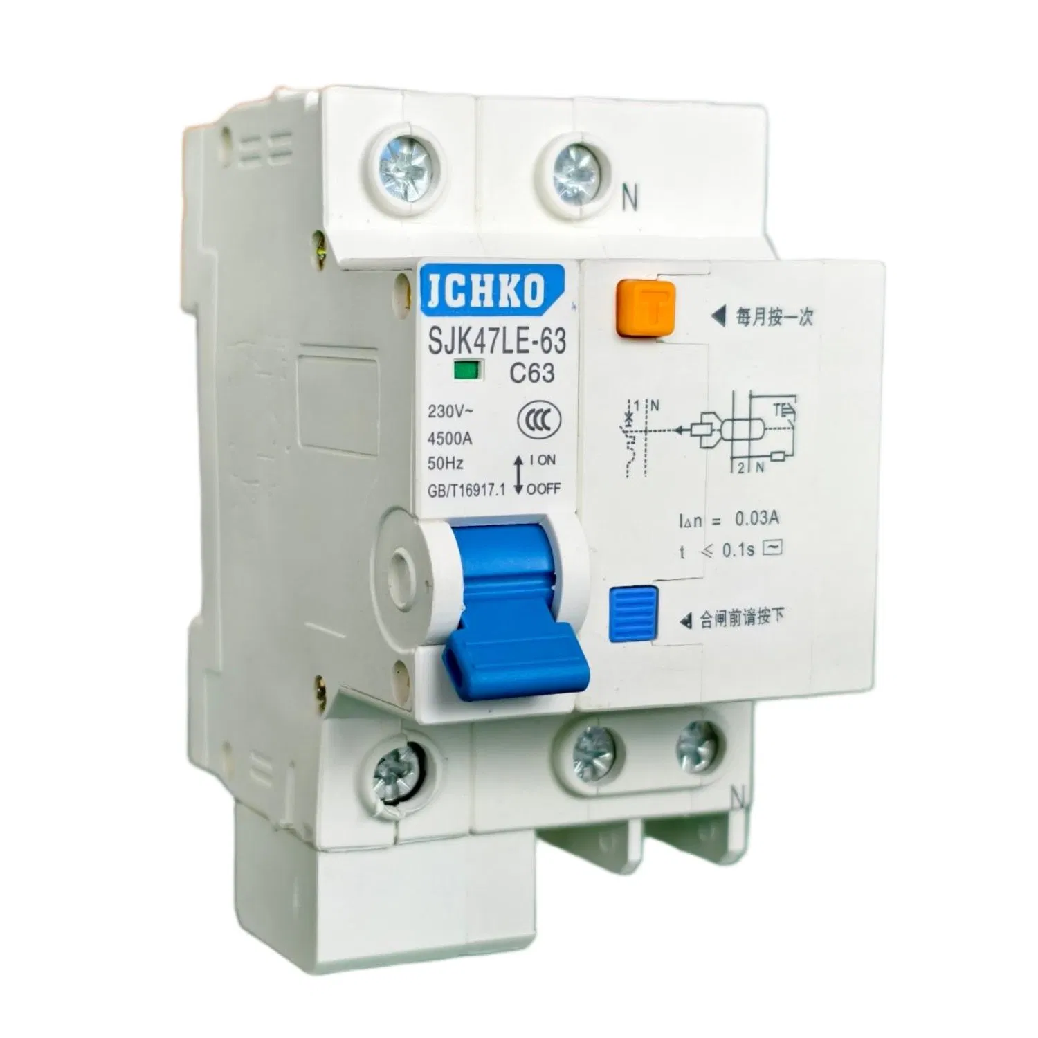 0372 Sjk47le-63 AC 1p+N Disjuntor Residual Miniatura RCCB