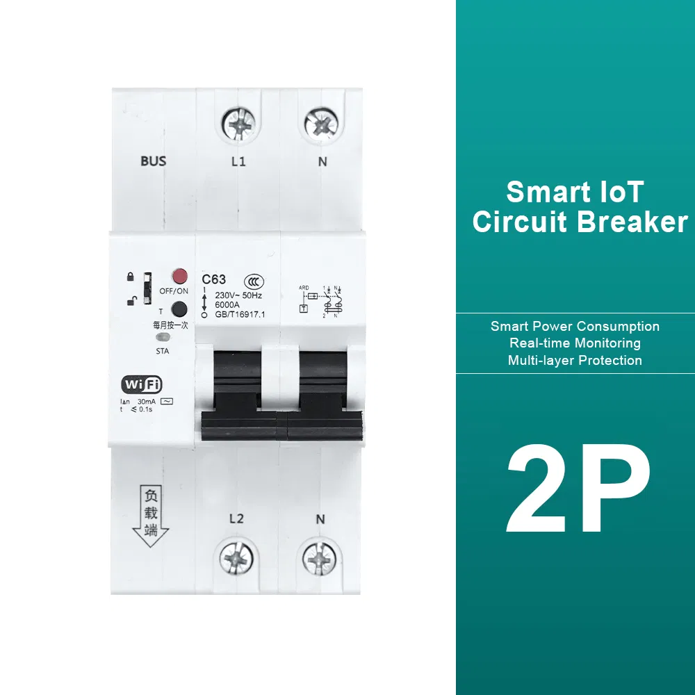 1/2/3/4p Disjuntor Miniatura Inteligente Proteção contra Fuga de Terra Automação Local e Remota Controle Inteligente IoT