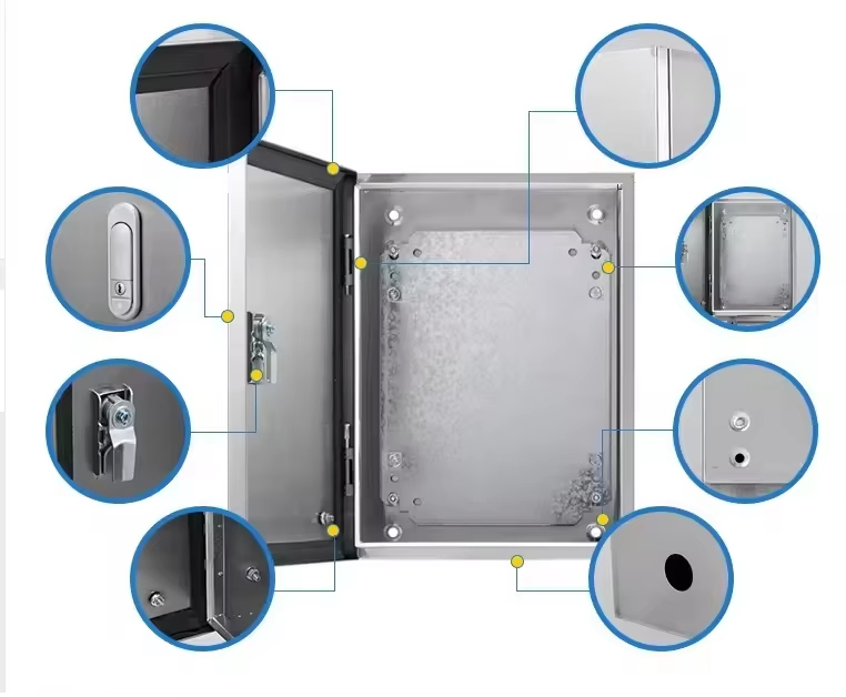 Caixas de Painéis Elétricos Metálicos Personalizadas Caixa de Distribuição de Energia em Aço Inoxidável Montagem na Parede com IP54 Proteção