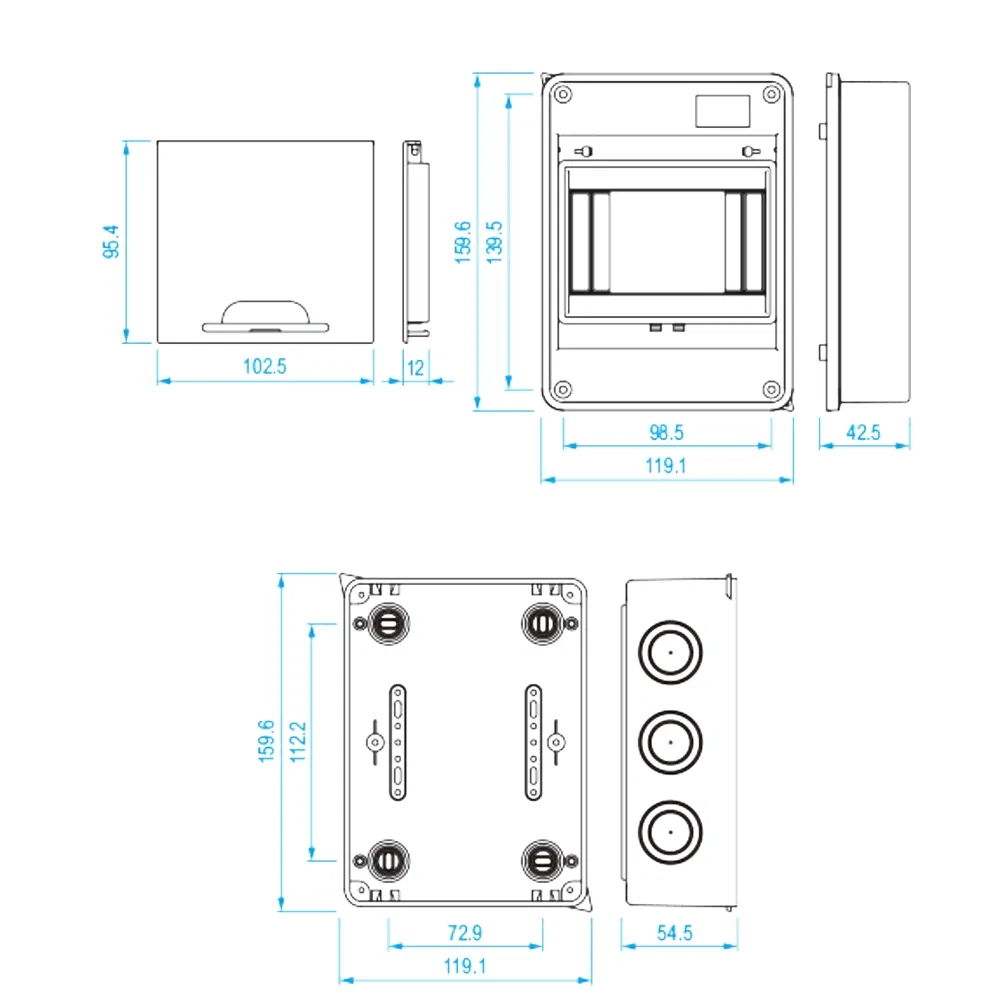 IP65 Caixa de Distribuição de Energia à Prova d'Água em Plástico PC 5 com Tampa Transparente