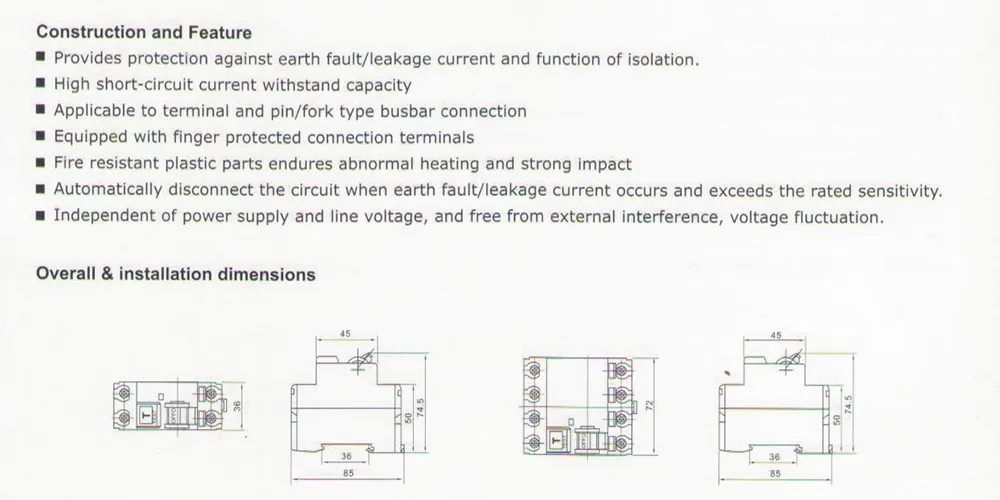 2p 4p W362 Disjuntor Diferencial Residual
