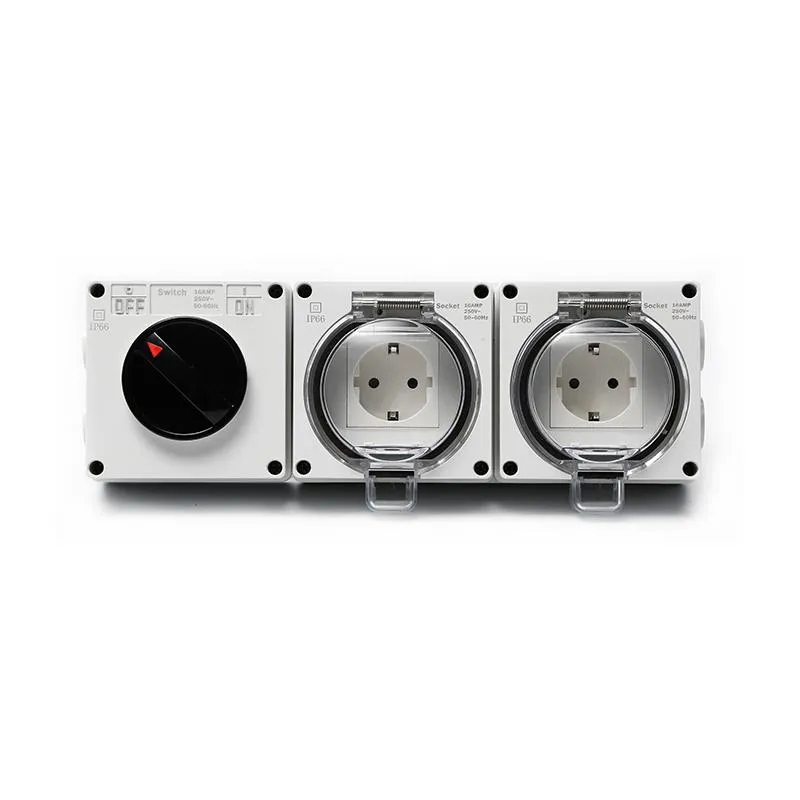 16A IP66 Tomada dupla à prova d'água com interruptor