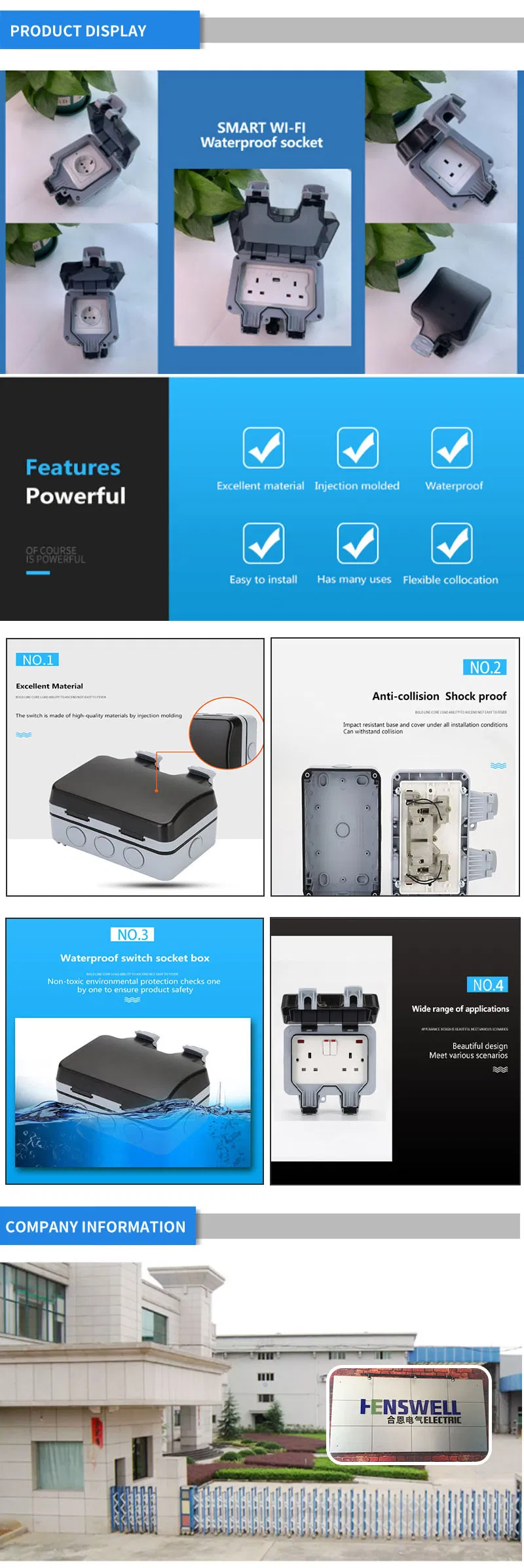 IP66 Caixa Industrial à Prova d'Água Tomada com Interruptor Tomada à Prova de Intempéries