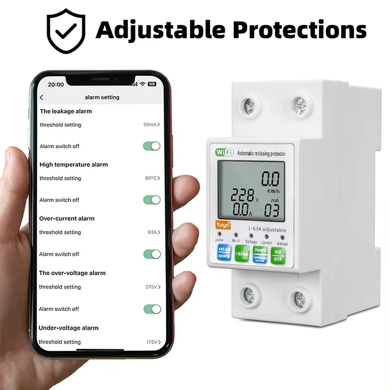 Vida Inteligente 220V Mini Disjuntor Automático Tuya PV 63A