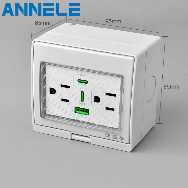 Tomada de Interruptor à Prova de Tempo 20W Unidade de Carregador USB+Typec