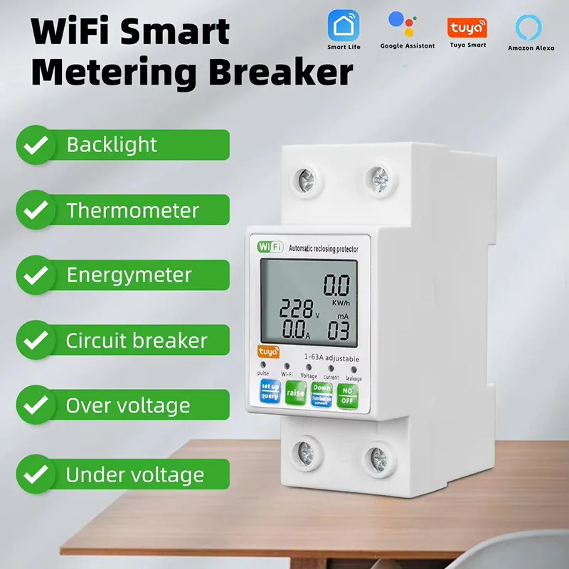 Vida Inteligente 220V Mini Disjuntor Automático Tuya PV 63A