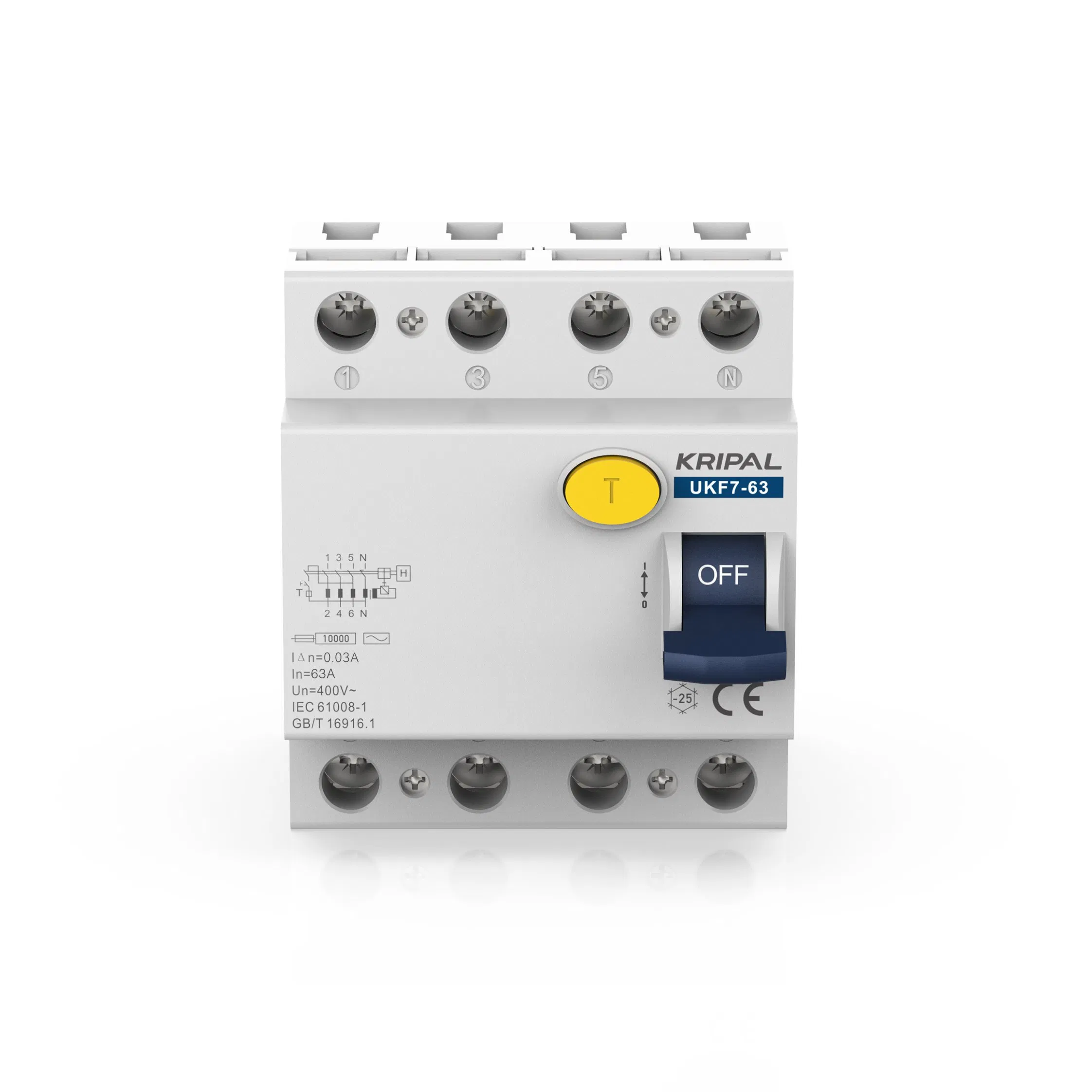 Kripal 63A 30mA Disjuntores de Vazamento de Terra 4 Polo 63 AMP Disjuntores Magnéticos Tipo AC RCCB RCD ELCB