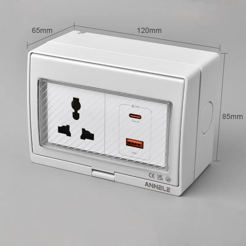 Tomada de Interruptor à Prova de Tempo 20W Unidade de Carregador USB+Typec