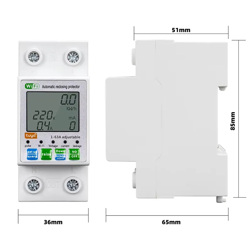 Vida Inteligente 220V Mini Disjuntor Automático Tuya PV 63A