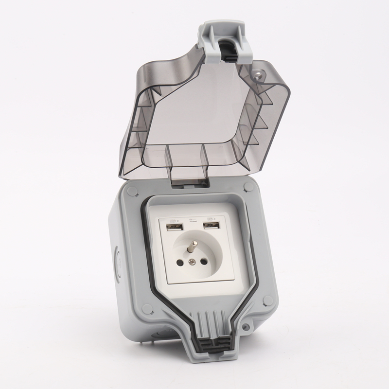 IP66 Tomada e Interruptor à Prova de Água 1 Gangue Padrão Francês para Uso Externo