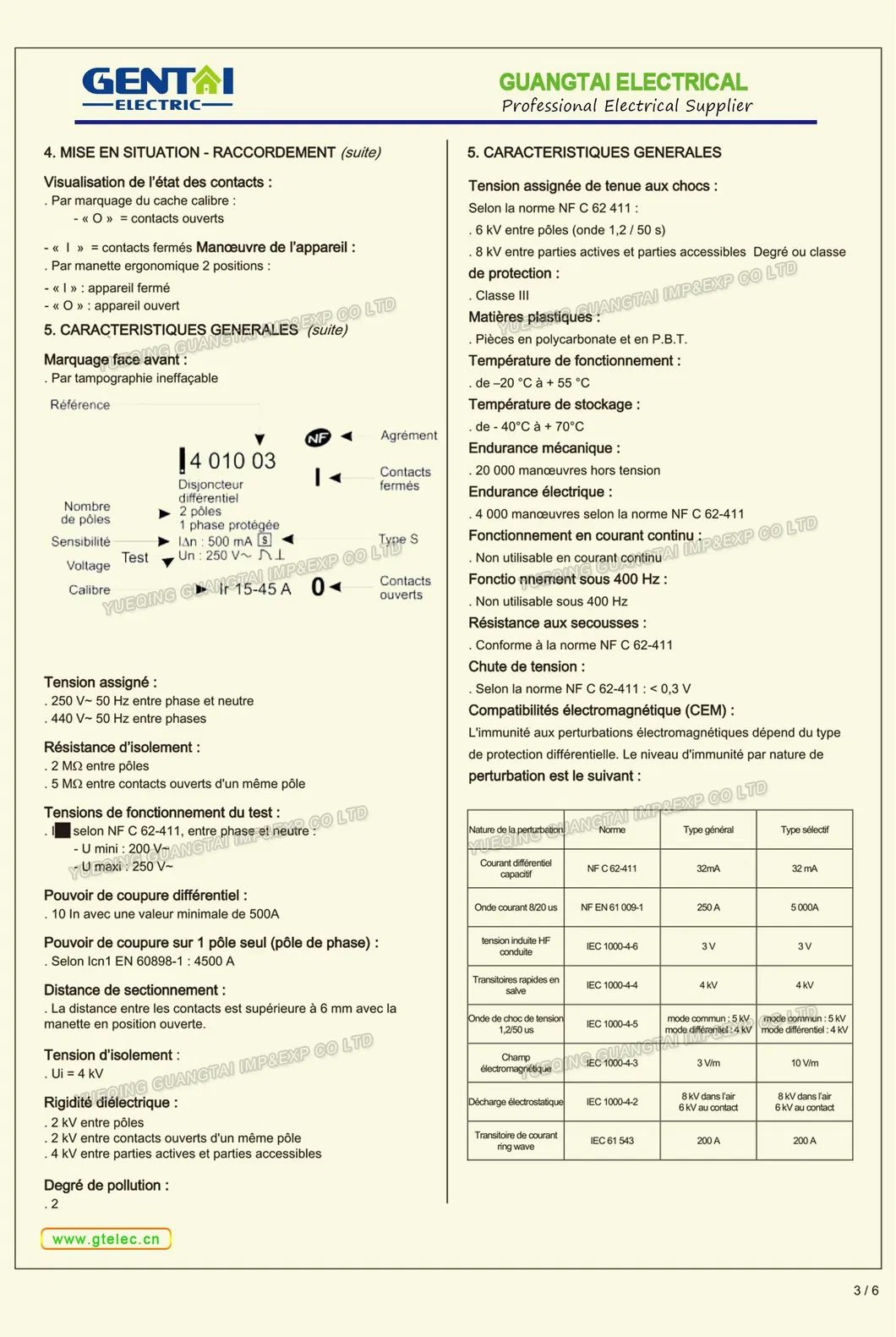 Gfp602 2p 4p 5/15A Disjuntor Diferencial 6