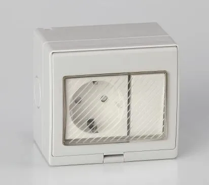 IP55 Tomada de parede à prova d'água com interruptor Schuko europeu 16A