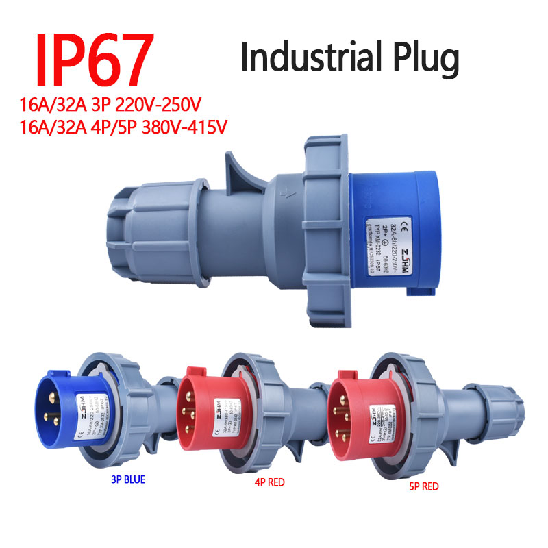 IP67 Conectores Industriais à Prova d'Água Macho Fêmea Montados na Parede 16A 32A 63A 125A