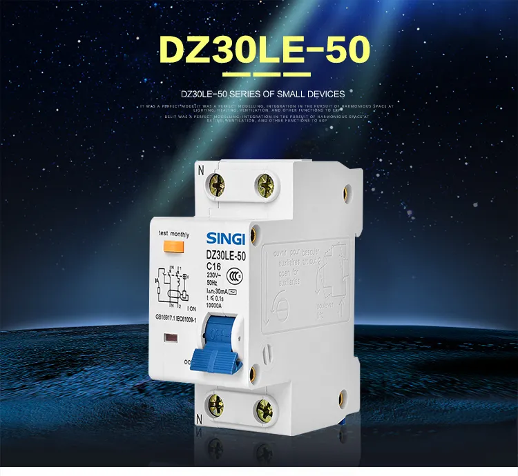 Disjuntor Diferencial Residual com Sobrecorrente Protection/Dz30le-50/2p RCBO