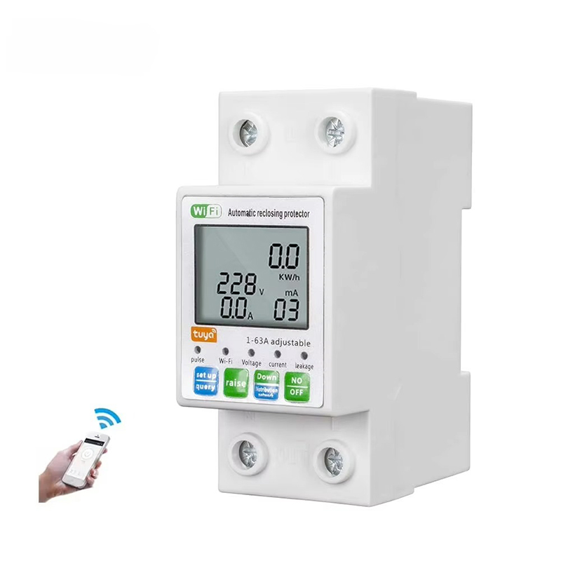 Vida Inteligente 220V Mini Disjuntor Automático Tuya PV 63A com Controle Remoto WiFi 220V Proteção contra Sobretensão e Vazamento de Corrente