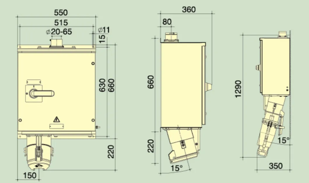 Desenho dimensional 250A Caixa de Soquete Metálica
