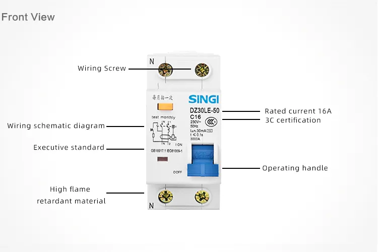 Disjuntor Diferencial Residual com Sobrecorrente Protection/Dz30le-50/2p RCBO