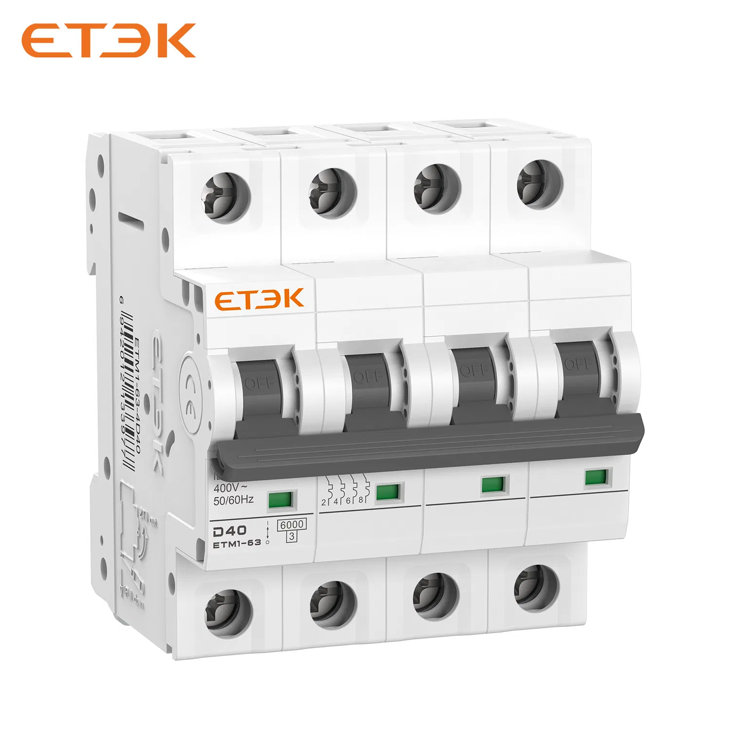 Etek 63 AMP 230V 400V Disjuntor Mini Automático de Vácuo Inteligente de Três Posições AC RCBO MCB de Vazamento de Terra