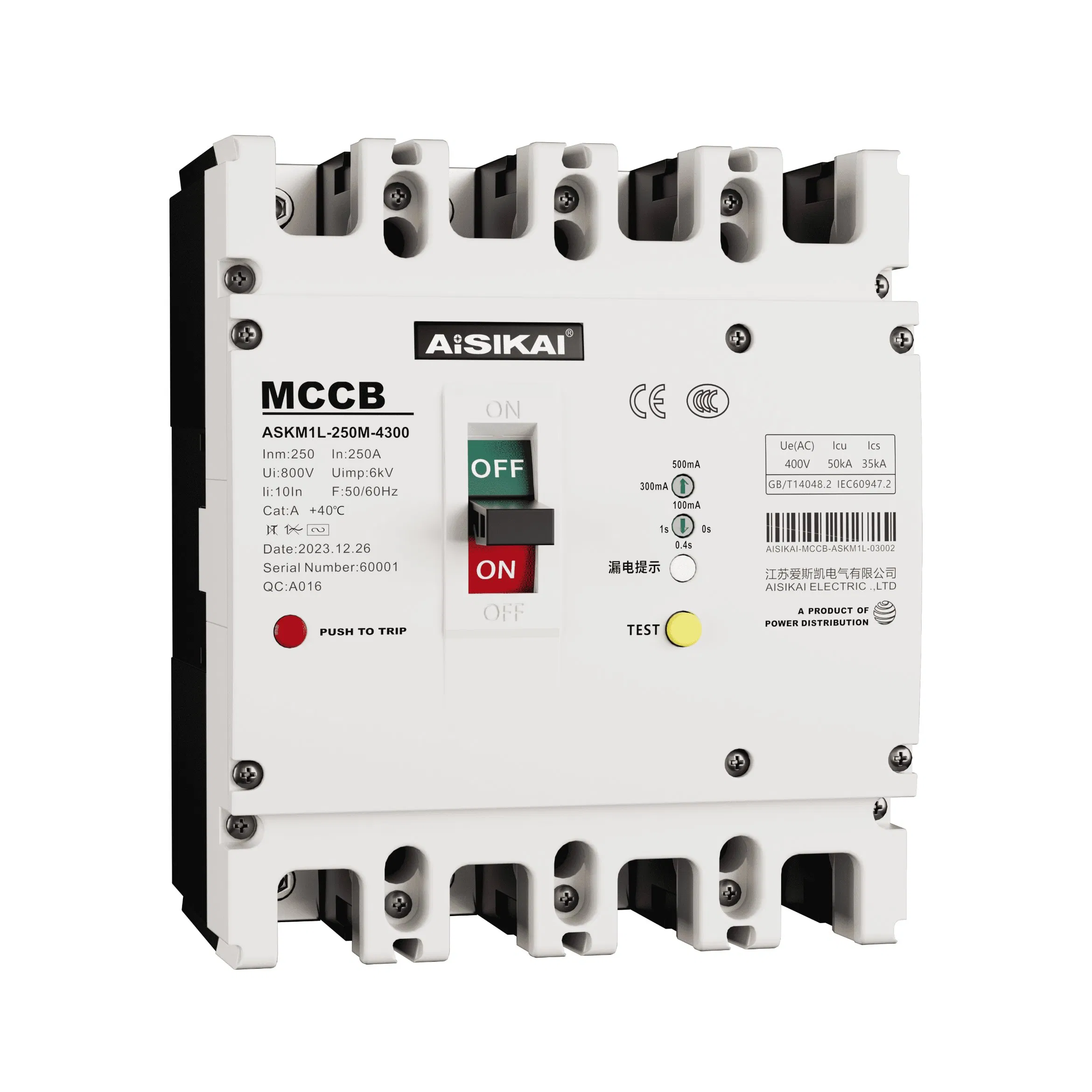 Melhores Vendas 100A 3p ELCB RCCB Disjuntor Diferencial Residual