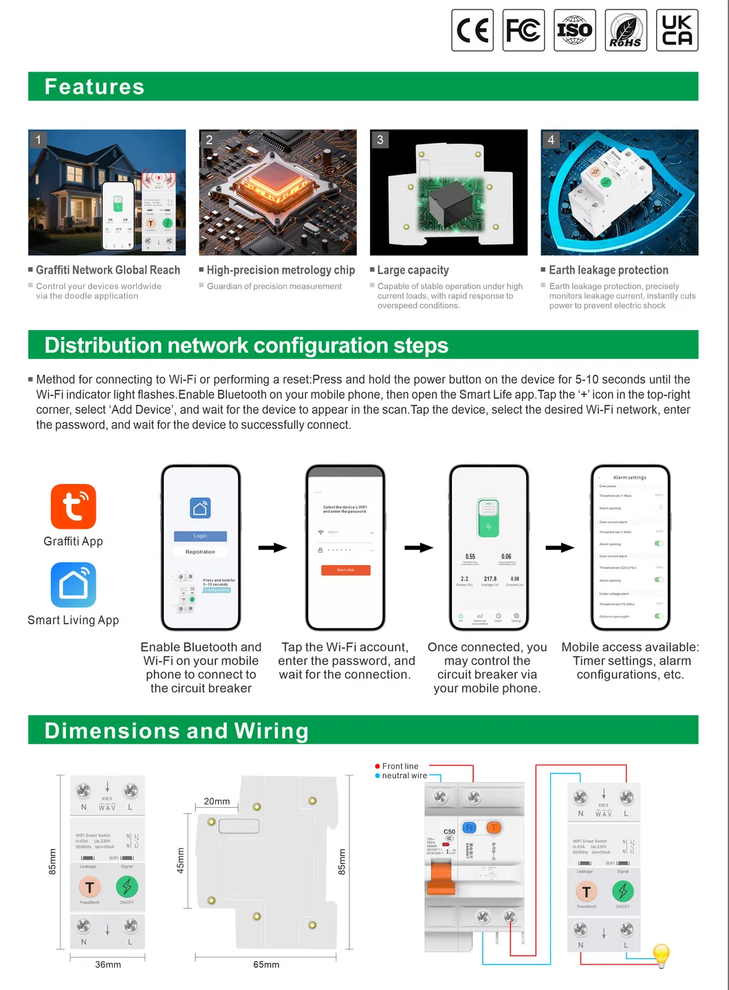 Interruptor de Relé Timer Inteligente WiFi com Proteção contra Vazamento de Tensão