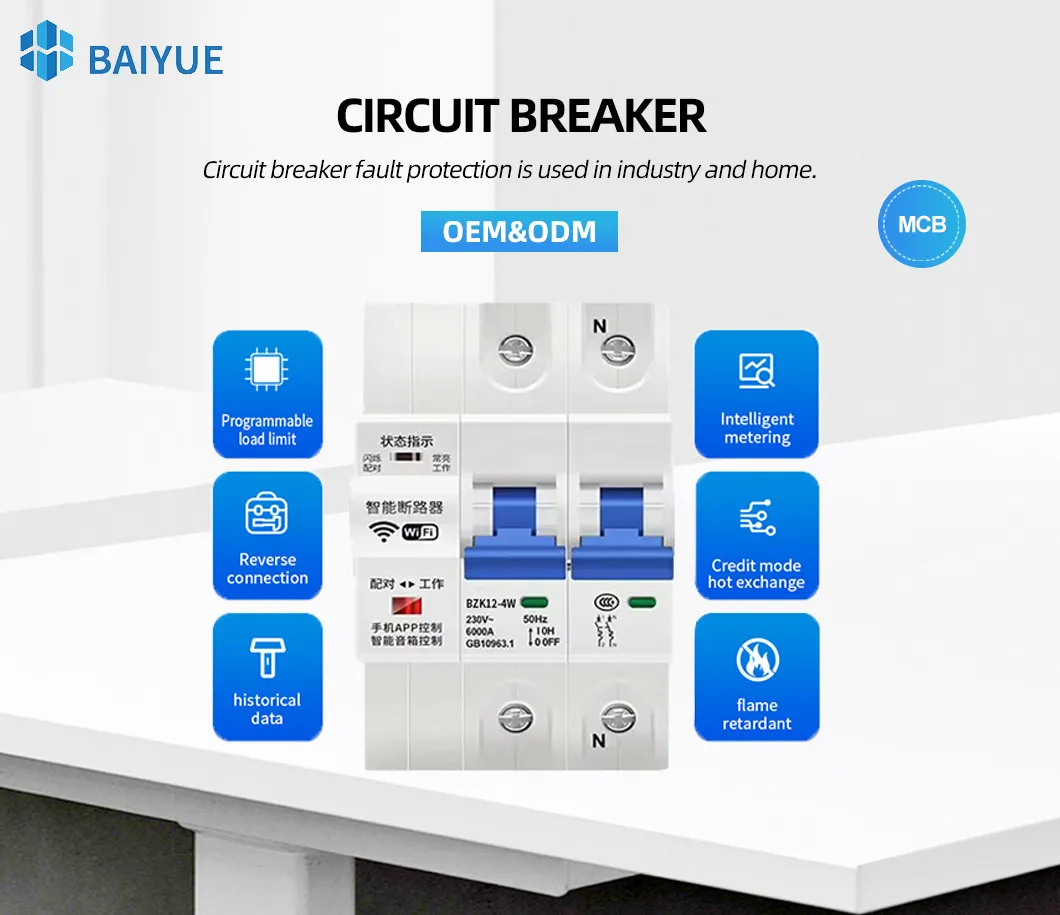 Interruptor de Ar Inteligente para Casa 1-4p 240V Disjuntor Automático IoT WiFi