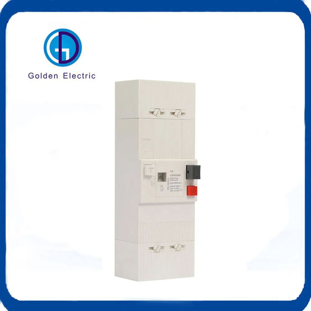 Disjuntor de Vazamento Série Pg Moldado 2p 4p 230V 400V 5-60A Disjuntor de Corrente Residual Ajustável ELCB
