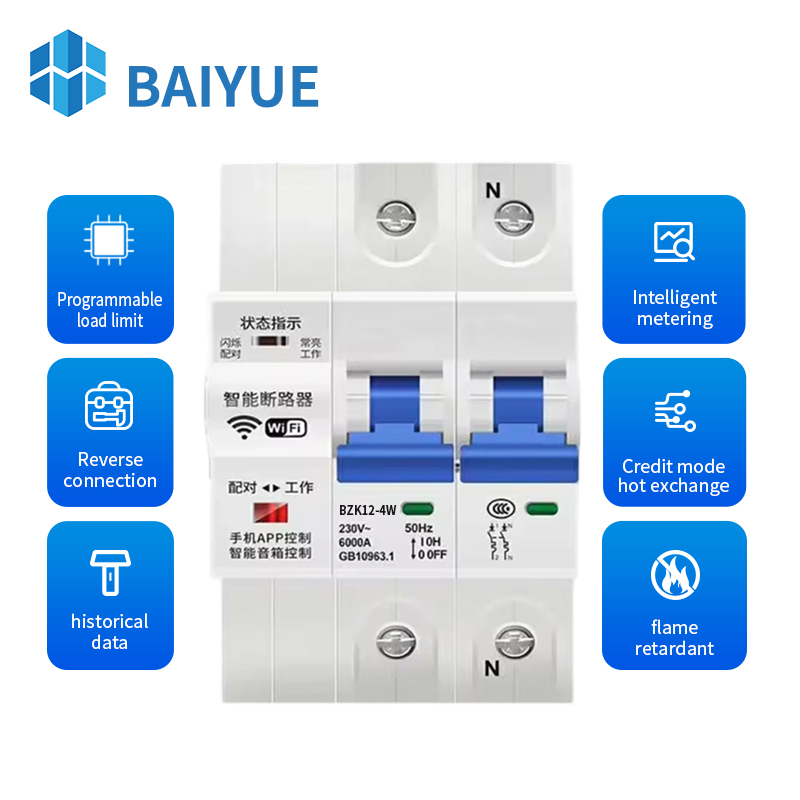 Interruptor de Ar Inteligente para Casa 1-4p 240V Disjuntor Automático IoT WiFi