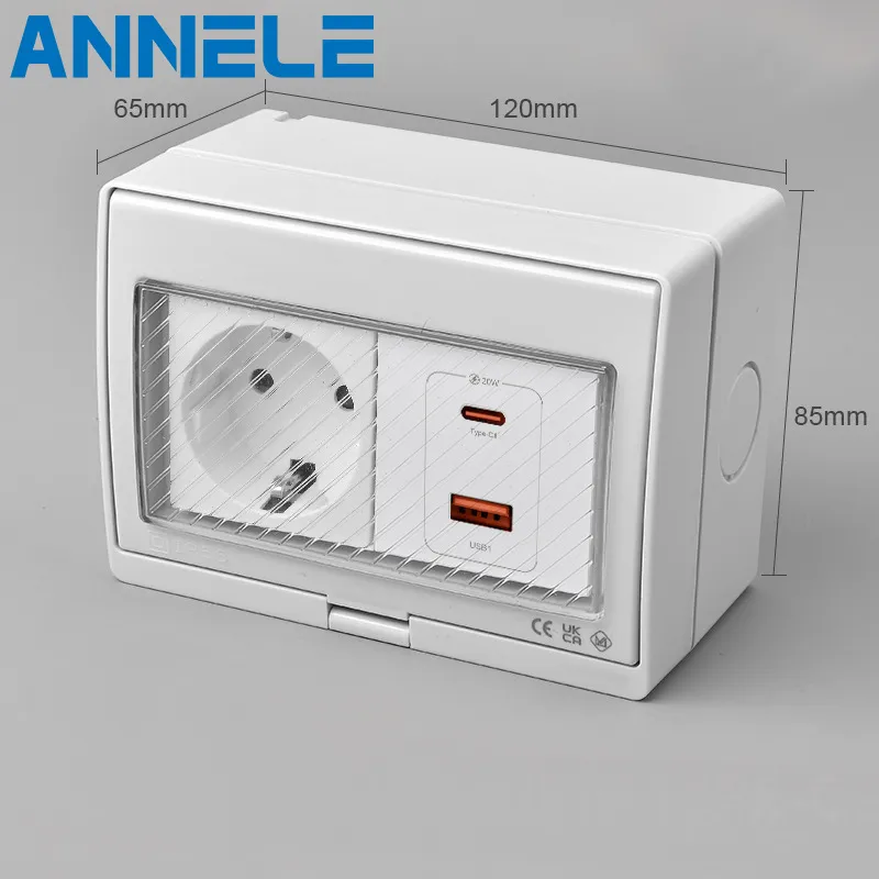 Tomada de Interruptor à Prova de Tempo 20W Unidade de Carregador USB+Typec