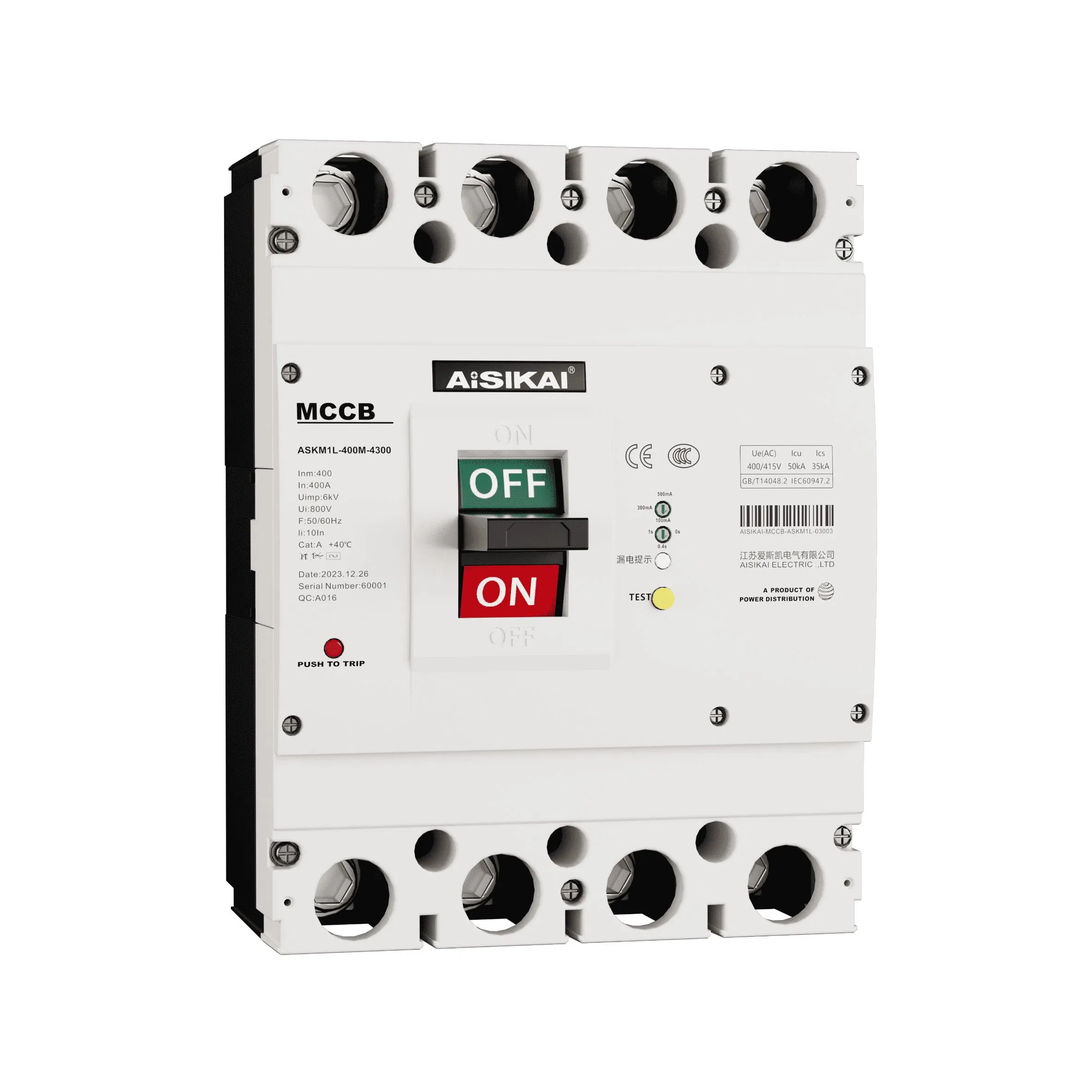 Melhores Vendas 100A 3p ELCB RCCB Disjuntor Diferencial Residual