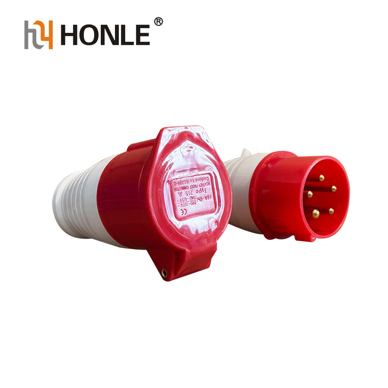 Conector Honle com aterramento para aplicação industrial com tomada de plugue industrial