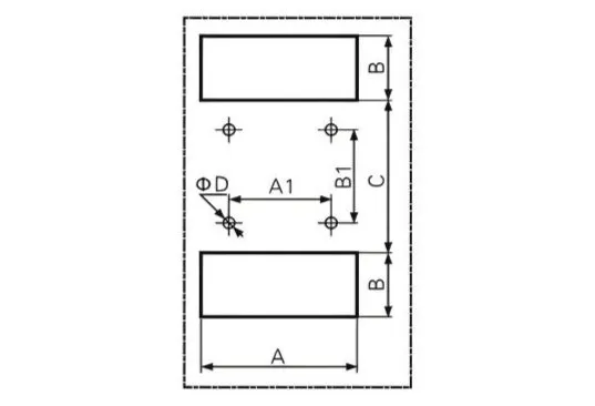 Diagrama de posição do furo do painel traseiro e dianteiro