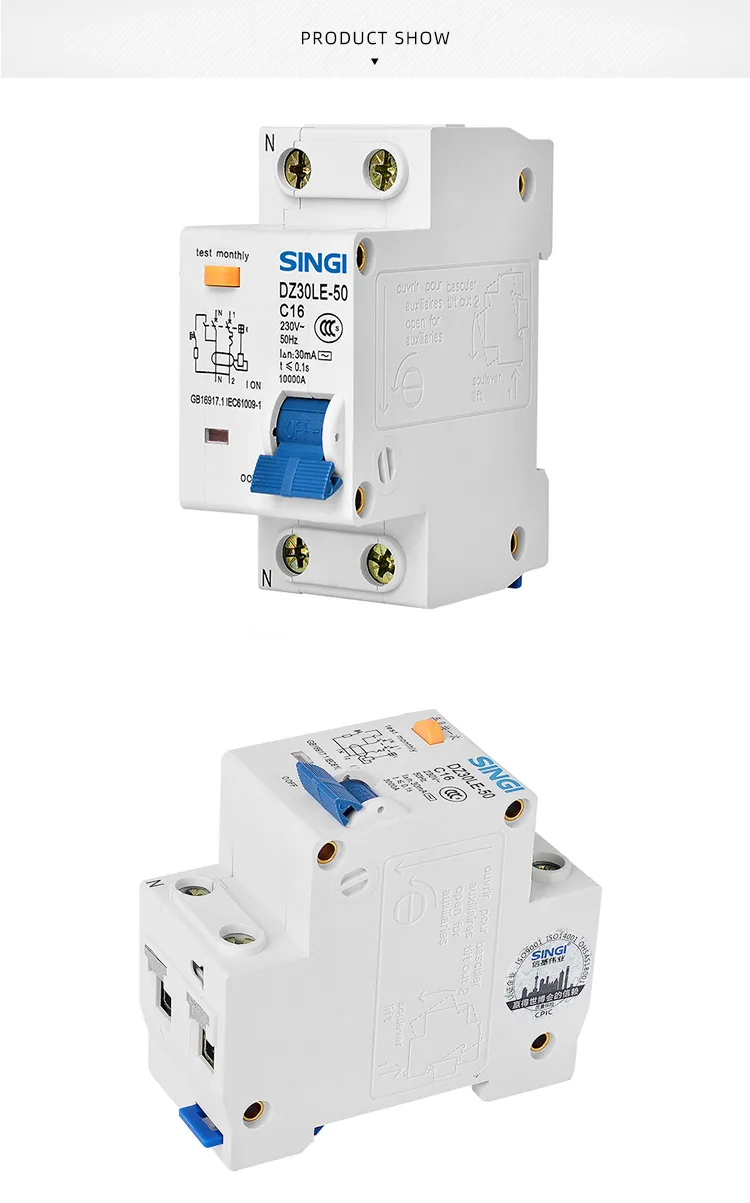 Disjuntor Diferencial Residual com Sobrecorrente Protection/Dz30le-50/2p RCBO