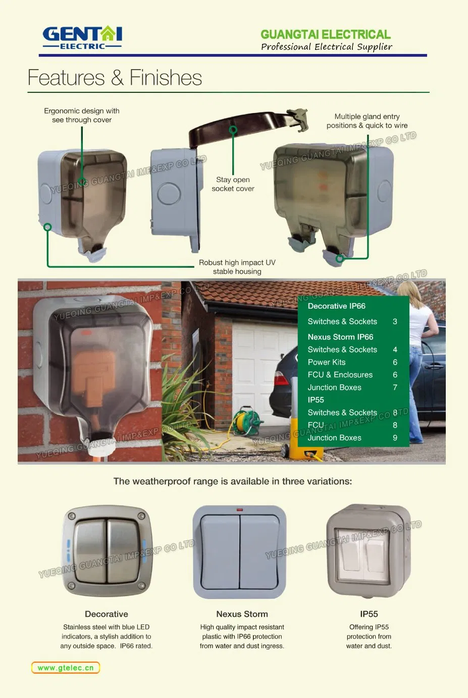 2 Gang 13 AMP Tomada com 3m Caixa de Tomada à Prova de Intempéries