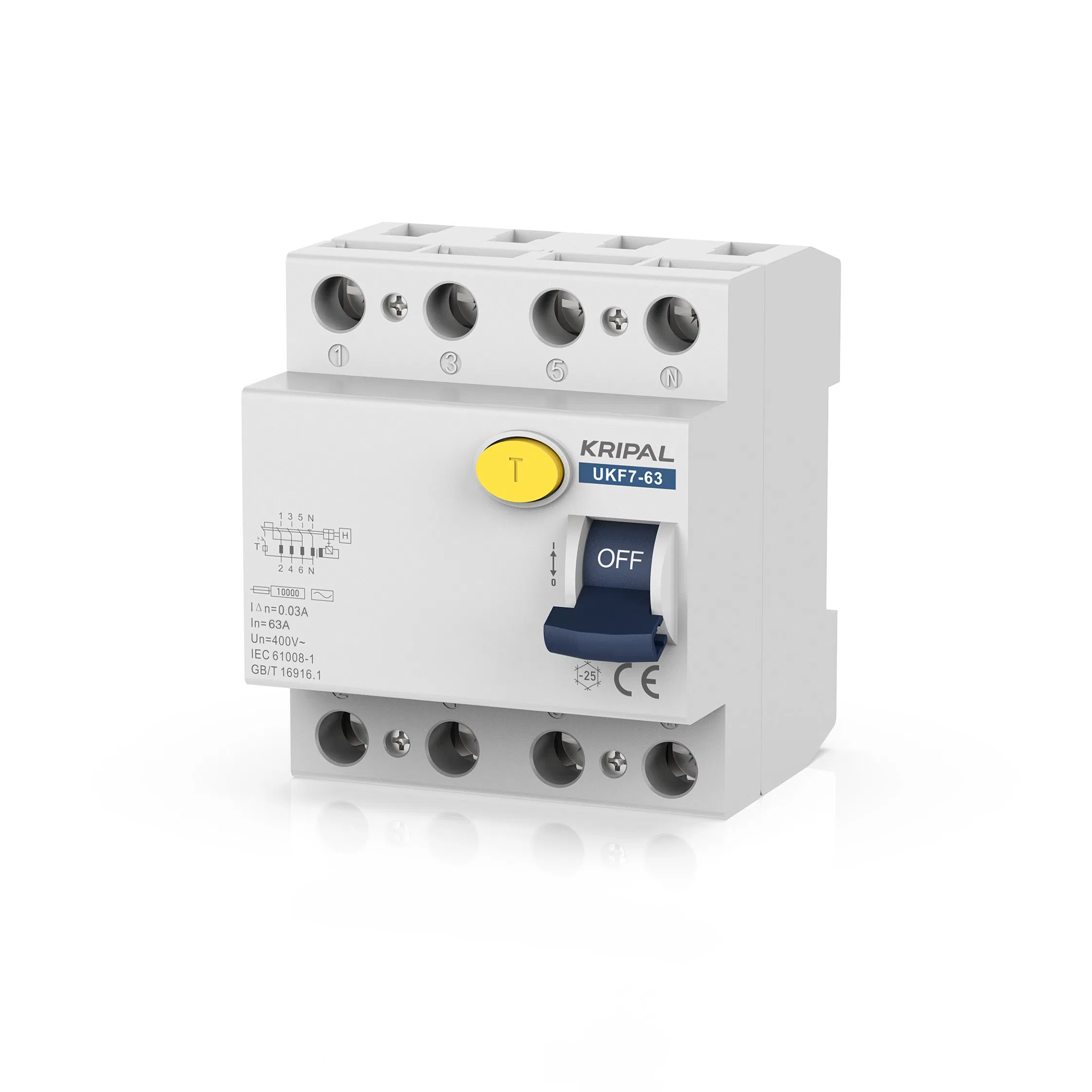 Kripal 63A 30mA Disjuntores de Vazamento de Terra 4 Polo 63 AMP Disjuntores Magnéticos Tipo AC RCCB RCD ELCB