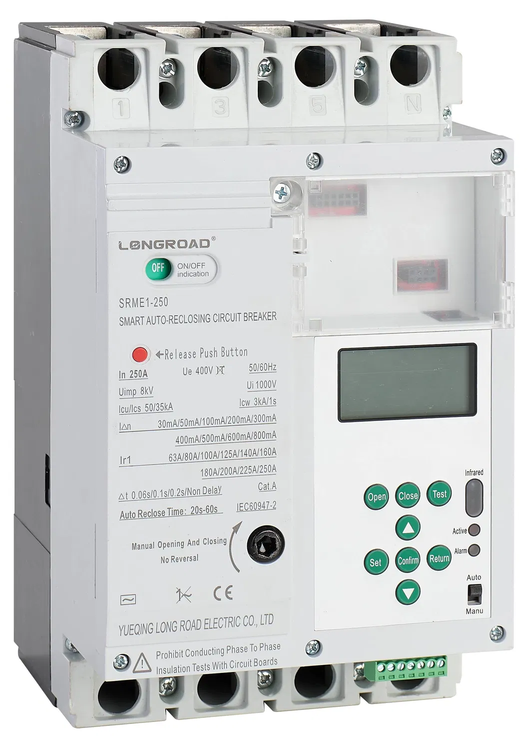 Disjuntor MCCB inteligente com RS485 proteção de medição de corrente residual de reabertura automática