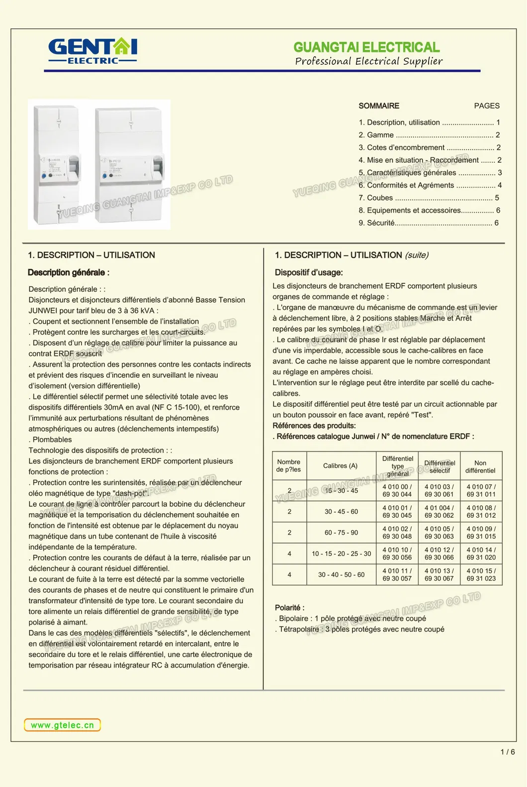 Gfp602 2p 4p 5/15A Disjuntor Diferencial 4