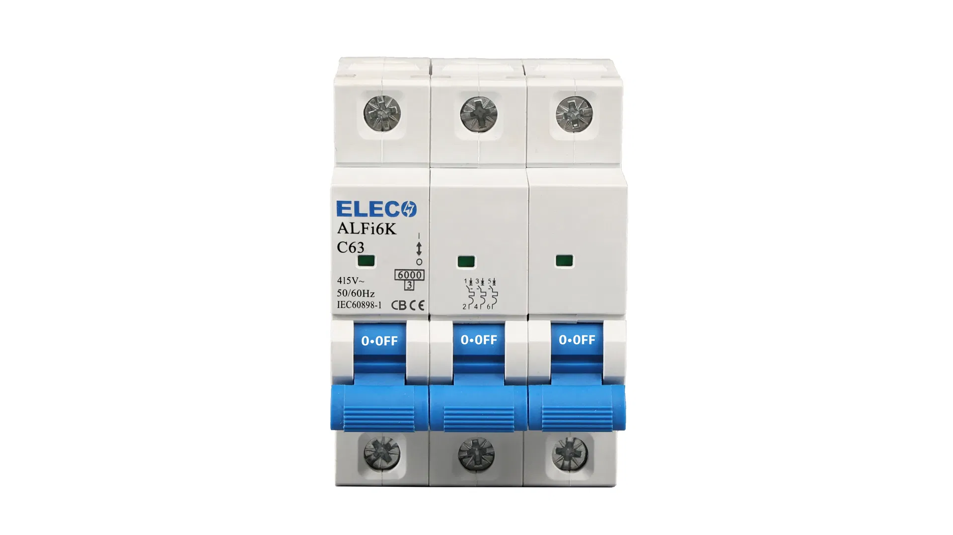 Alfi6K Disjuntor Miniatura 6ka 1pole 2pole 3pole 4pole 35mm Trilho DIN