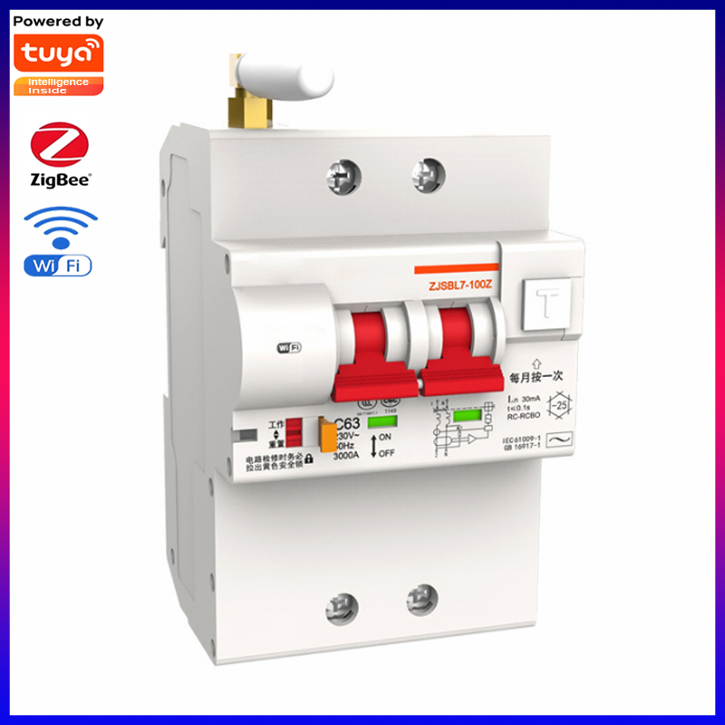 Zjsbl7-100z Interruptor de Circuito Inteligente de Proteção contra Vazamento de Terra WiFi Zigbee