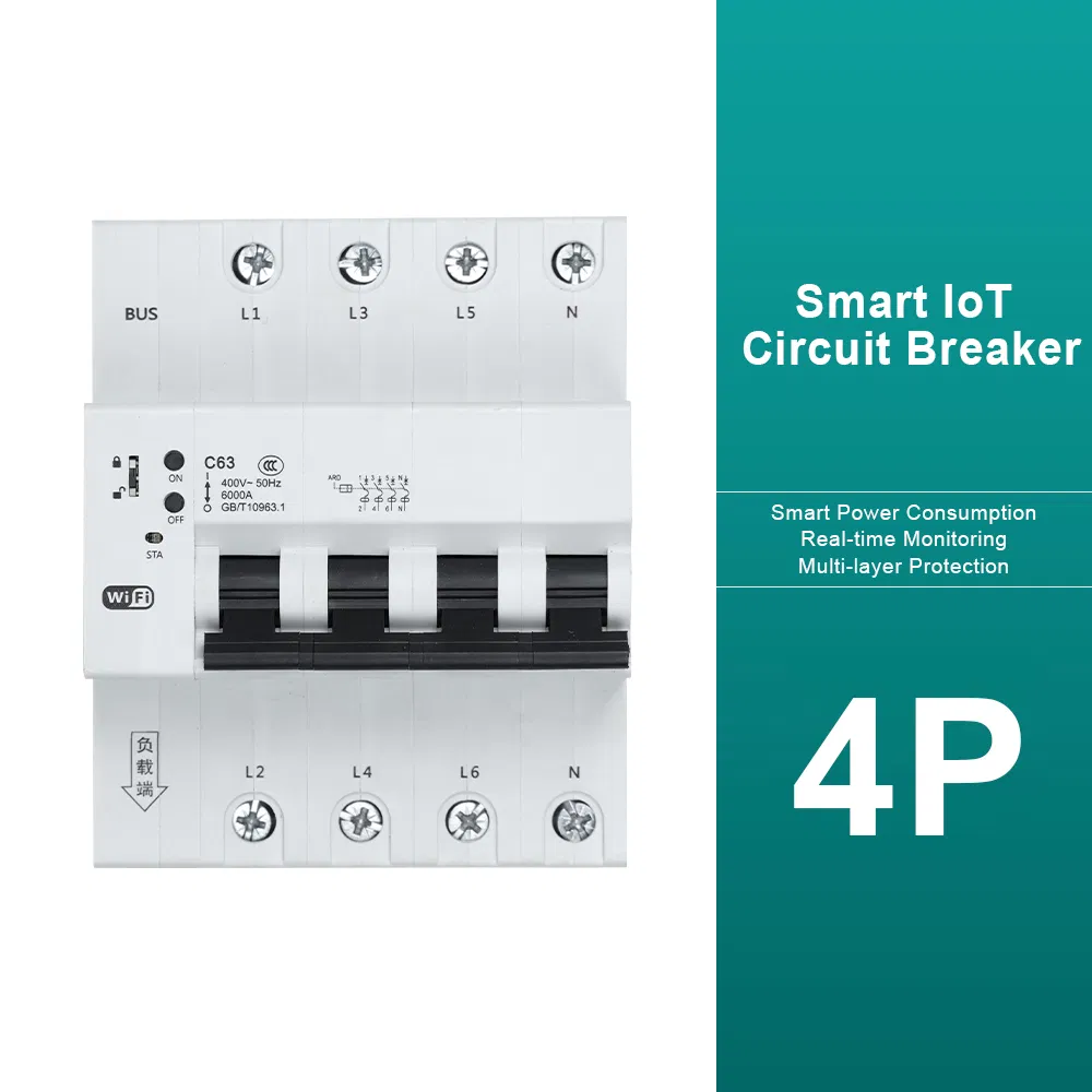 1/2/3/4p Disjuntor Miniatura Inteligente Proteção contra Fuga de Terra Automação Local e Remota Controle Inteligente IoT