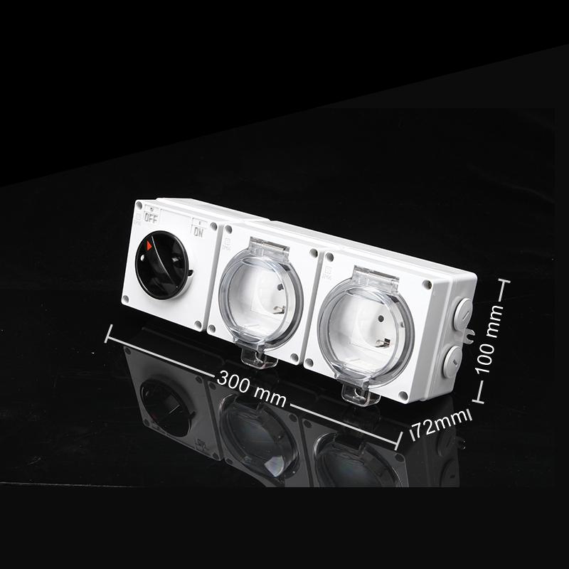 16A IP66 Tomada dupla à prova d'água com interruptor