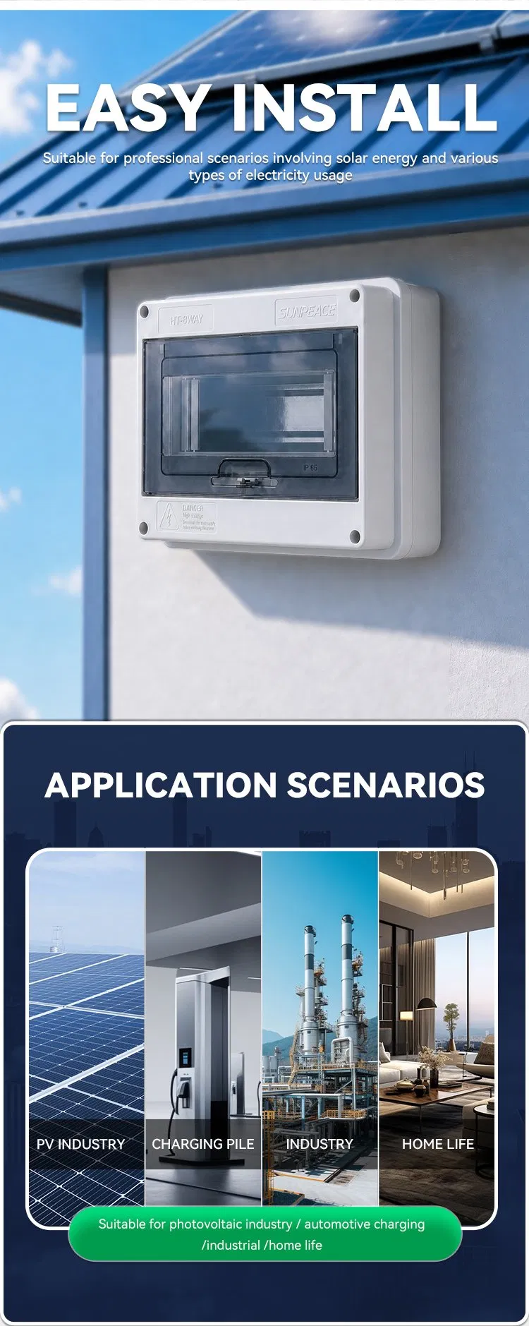 IP65 Ht-8 Caixa de Distribuição MCB à Prova d'Água em Plástico ABS com 6 Vias