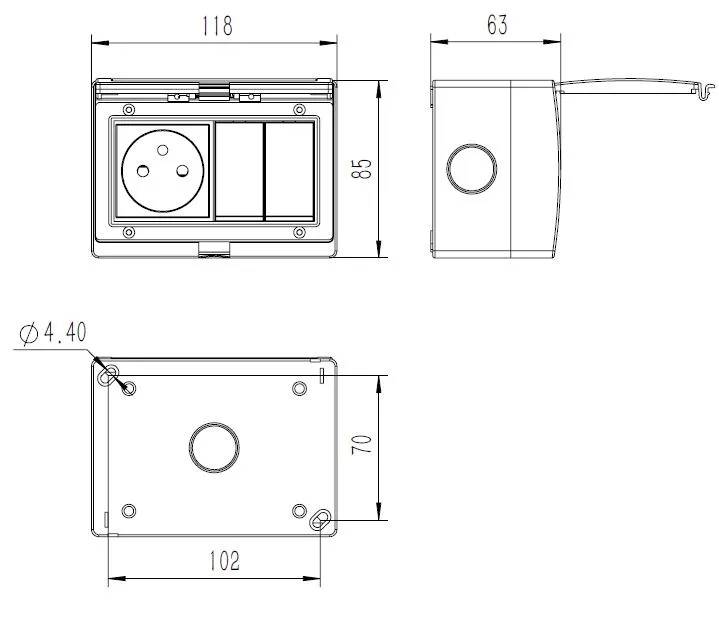 IP55 Tomada de Energia à Prova de Tempo com Interruptor 16A 1socket 2switch