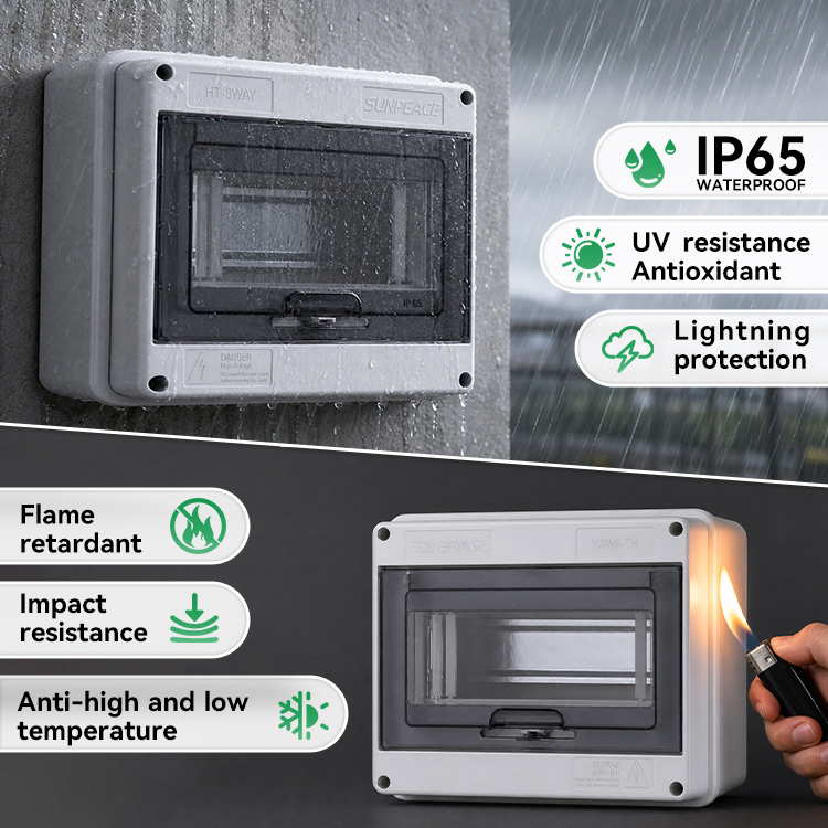 IP65 Ht-8 Caixa de Distribuição MCB à Prova d'Água em Plástico ABS com 6 Vias