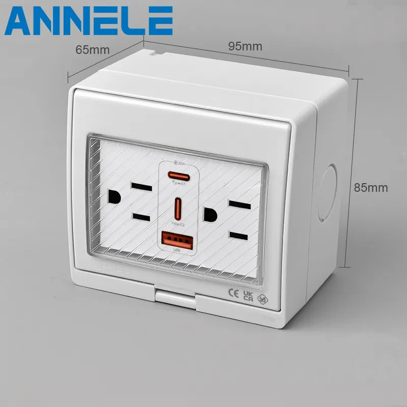 Tomada de Interruptor à Prova de Tempo 20W Unidade de Carregador USB+Typec