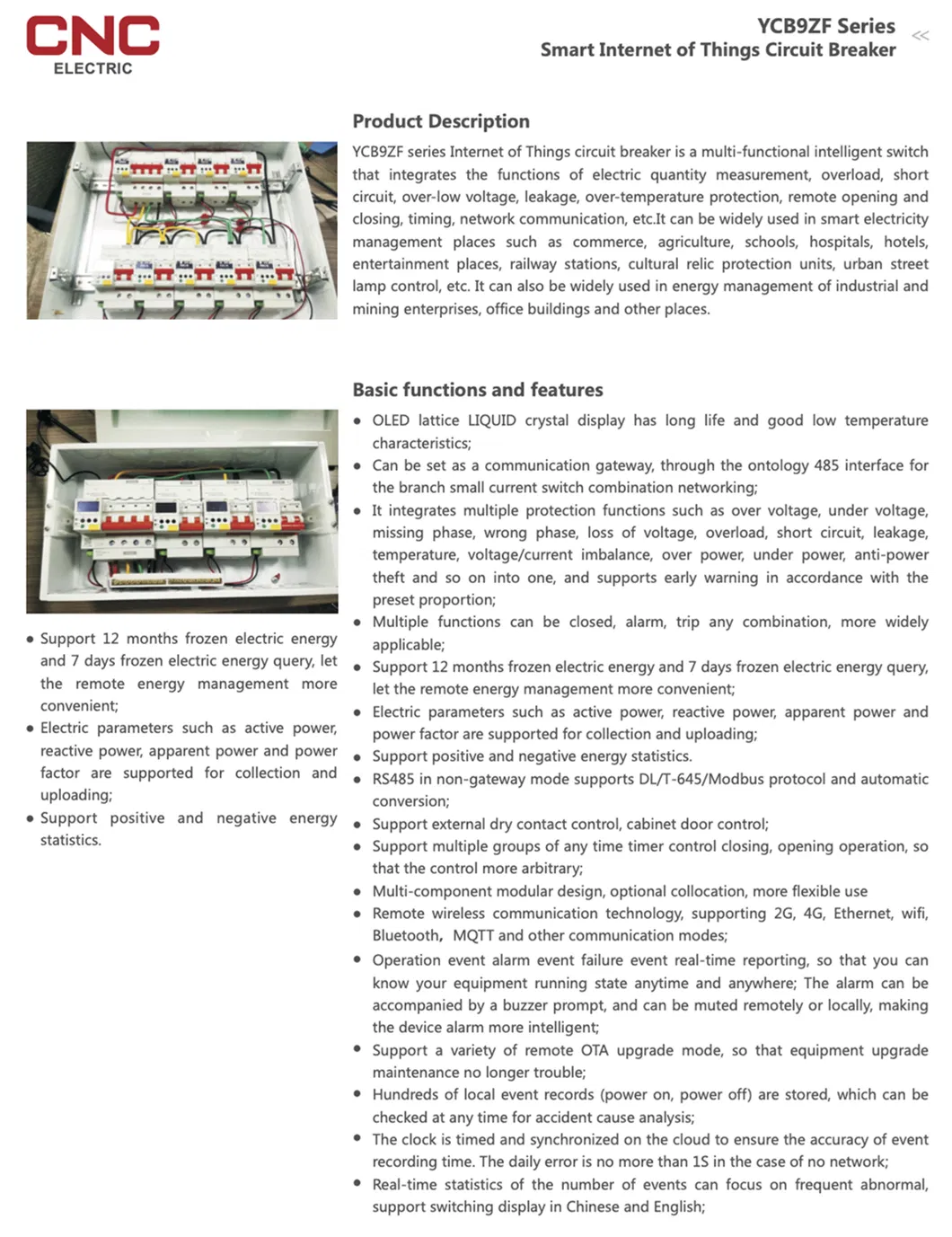 Disjuntor Miniatura WiFi Inteligente YCB9ZF-100ap IP20 6ka