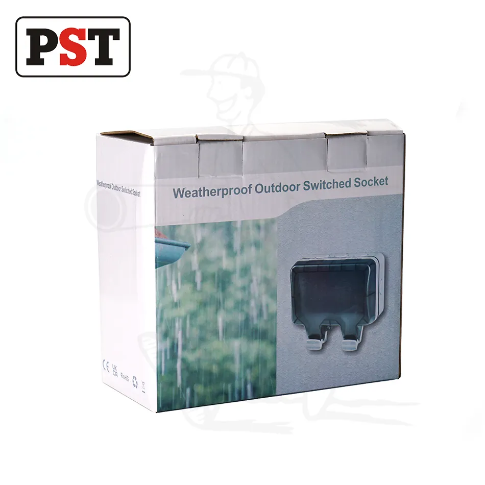 Tomada Elétrica IP66 Dupla à Prova de Intempéries para Exterior com Interruptor na Parede