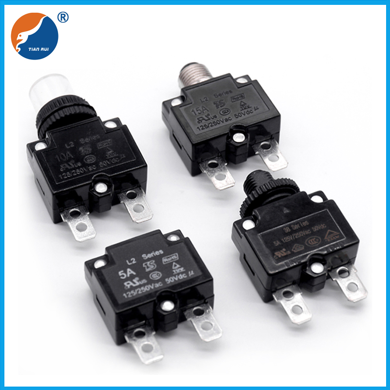 Interruptor Térmico Eletrônico AC/DC, Disjuntor Automático com Redefinição Manual, Protetor de Sobrecarga com Redefinição Automática, Protetor Térmico Bimetálico Miniatura com Pressão para Redefinir