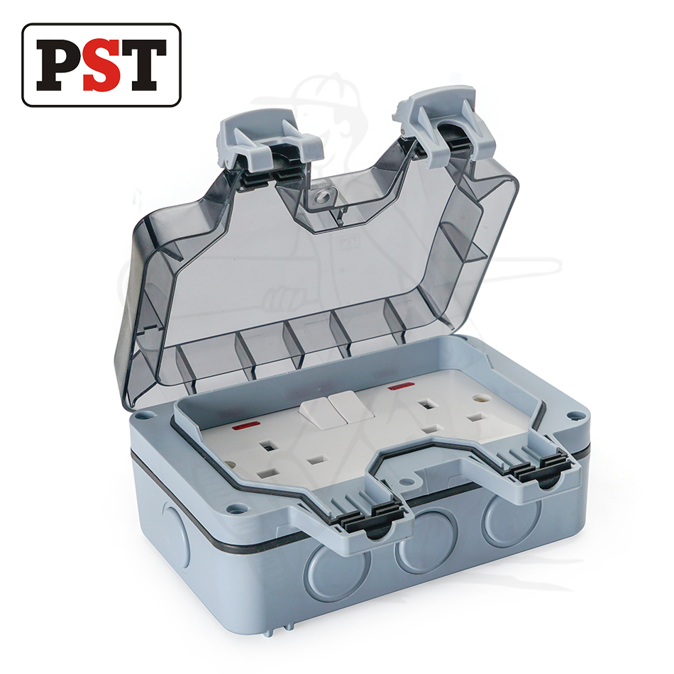 Tomada Elétrica IP66 Dupla à Prova de Intempéries para Exterior com Interruptor na Parede