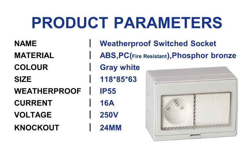 IP55 Tomada de Energia à Prova de Tempo com Interruptor 16A 1socket 2switch