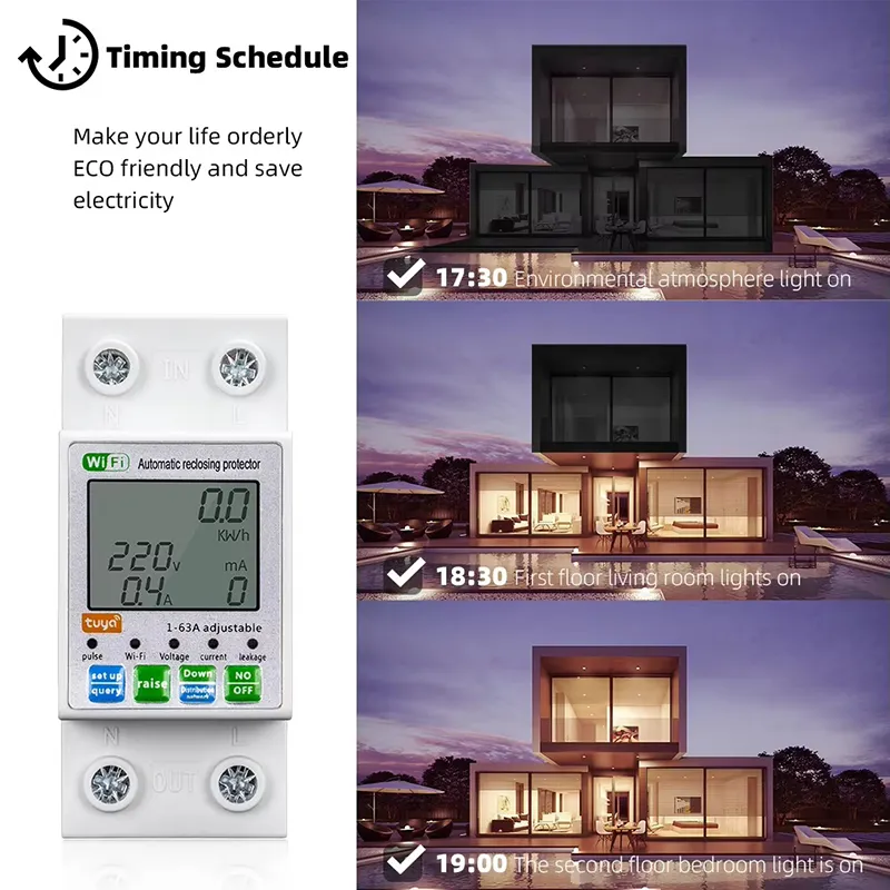 Vida Inteligente 220V Mini Disjuntor Automático Tuya PV 63A